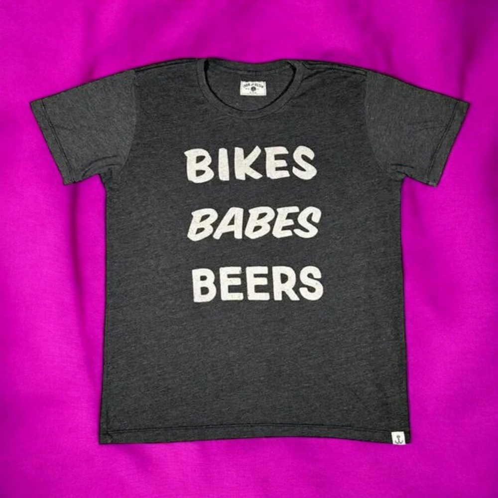 Gray Graphic Tee with White Text